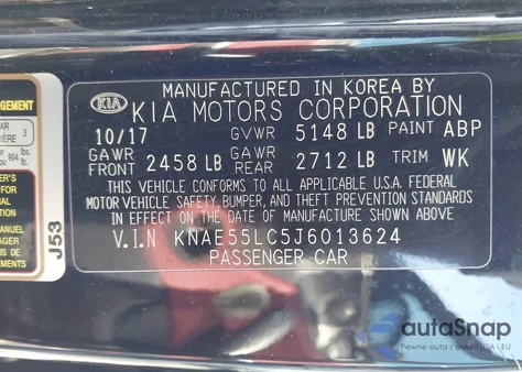 2018 Kia Stinger Gt2 z USA, uszkodzony, nr VIN KNAE55LC5J6013624